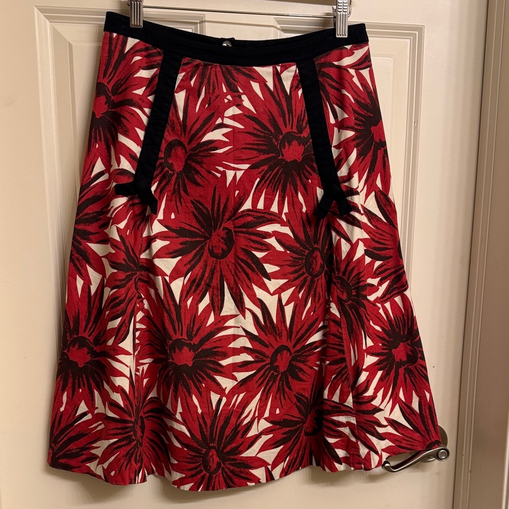 Elevenses Red and Black Floral Skirt